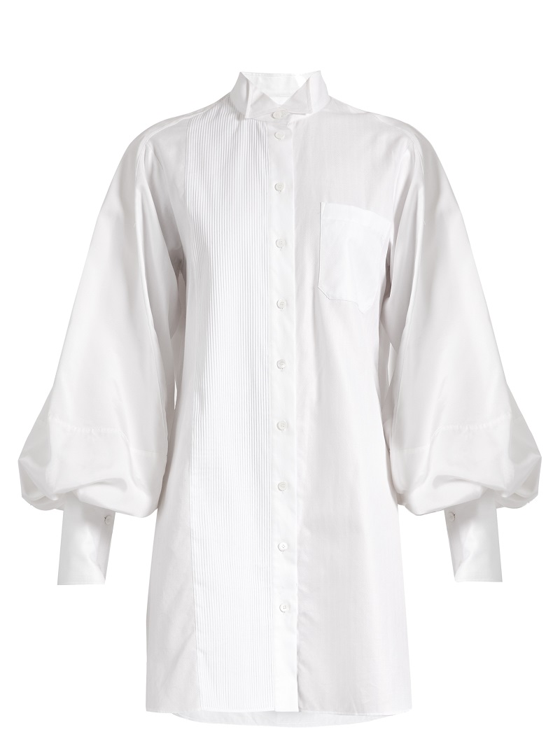 Burberry Exaggerated-sleeve herringbone-cotton shirtdress