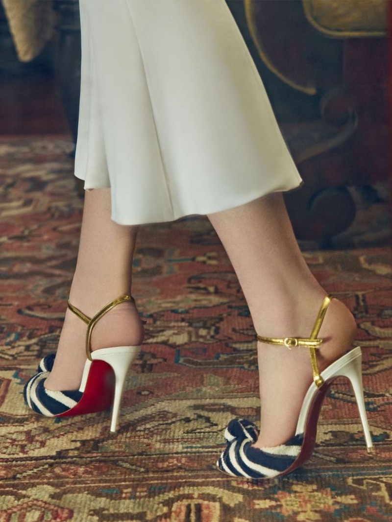 Christian Louboutin Eponge 100 Knotted Peep Toe Ankle-Strap Sandals
