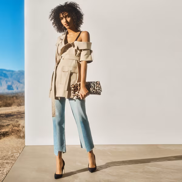 Cinq à Sept Marlowe Asymmetrical Off Shoulder Trench Jacket