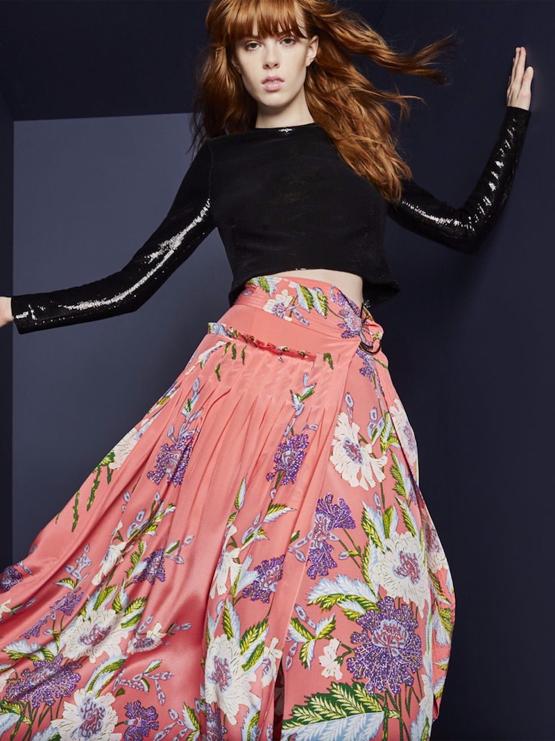 Diane von Furstenberg Floral D-Ring Silk Skirt