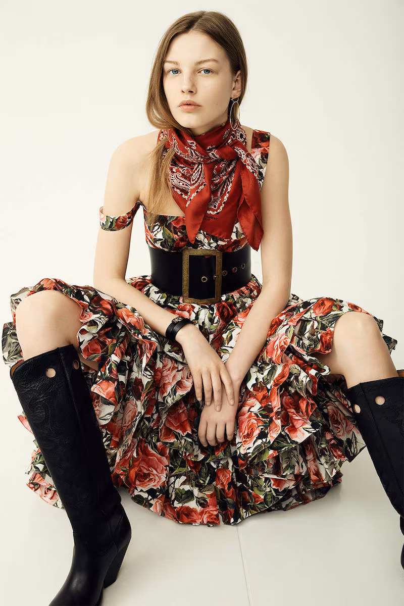 Dolce & Gabbana Roses Printed Cotton Poplin Midi Dress