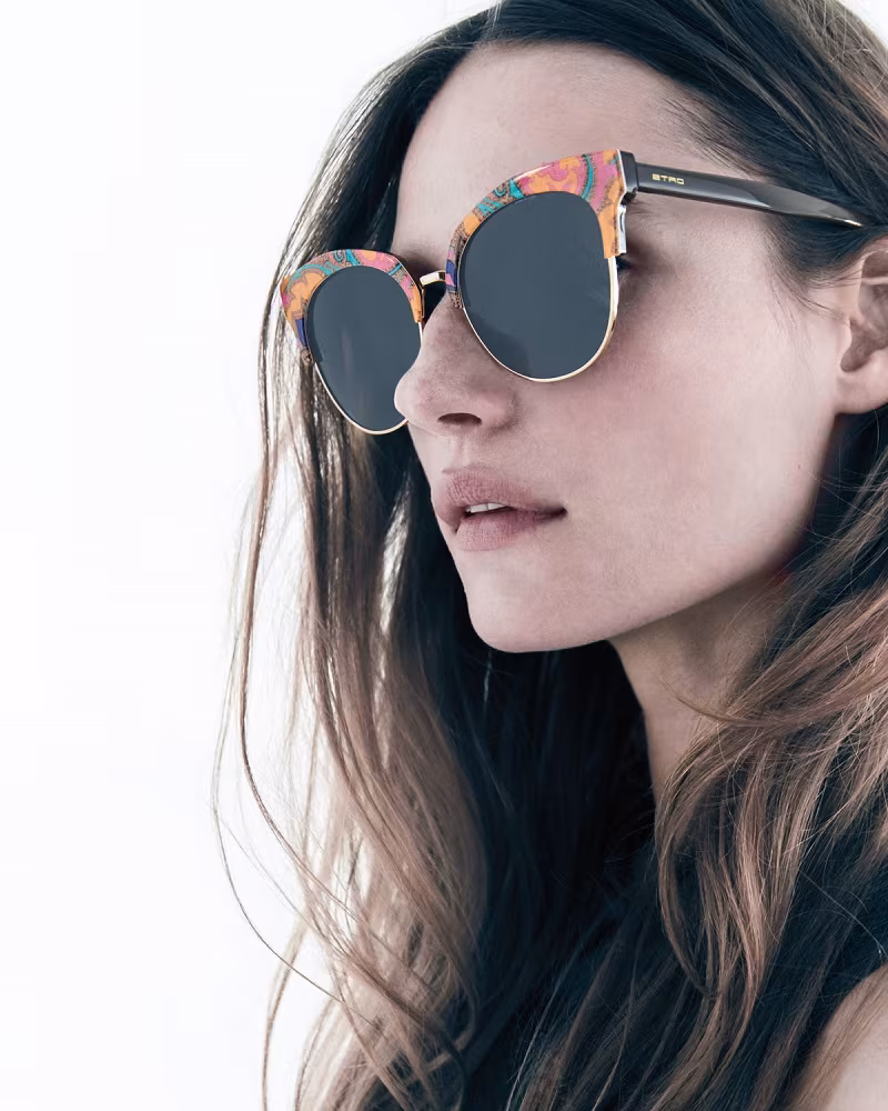 Etro Semi-Rimless Paisley Cat-Eye Sunglasses