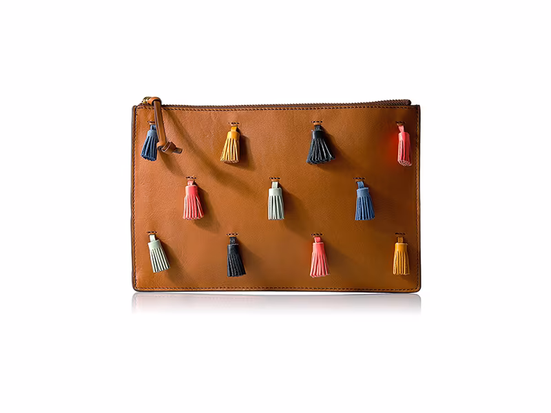 Fossil Rfid Large Pouch-Brown with Multi