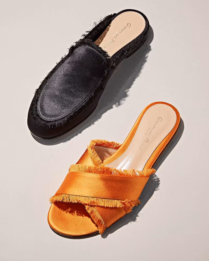 Gianvito Rossi Fringed Satin Mules