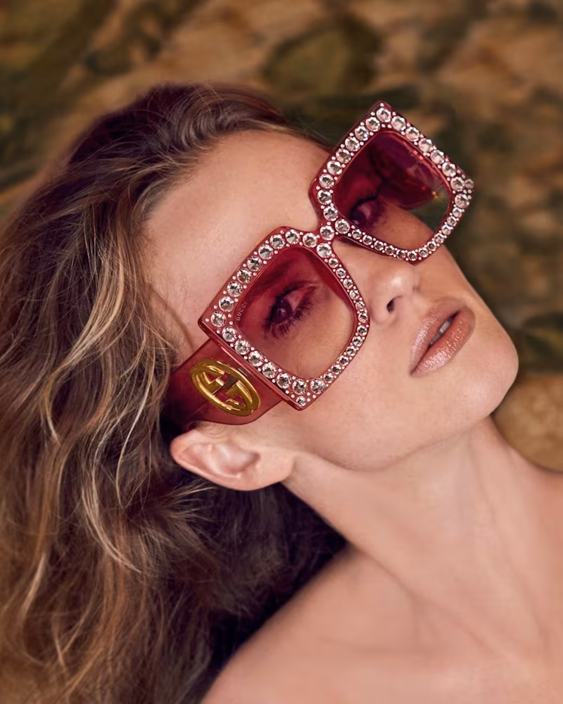 Gucci 57MM Crystal-Trim Oversized Square Sunglasses