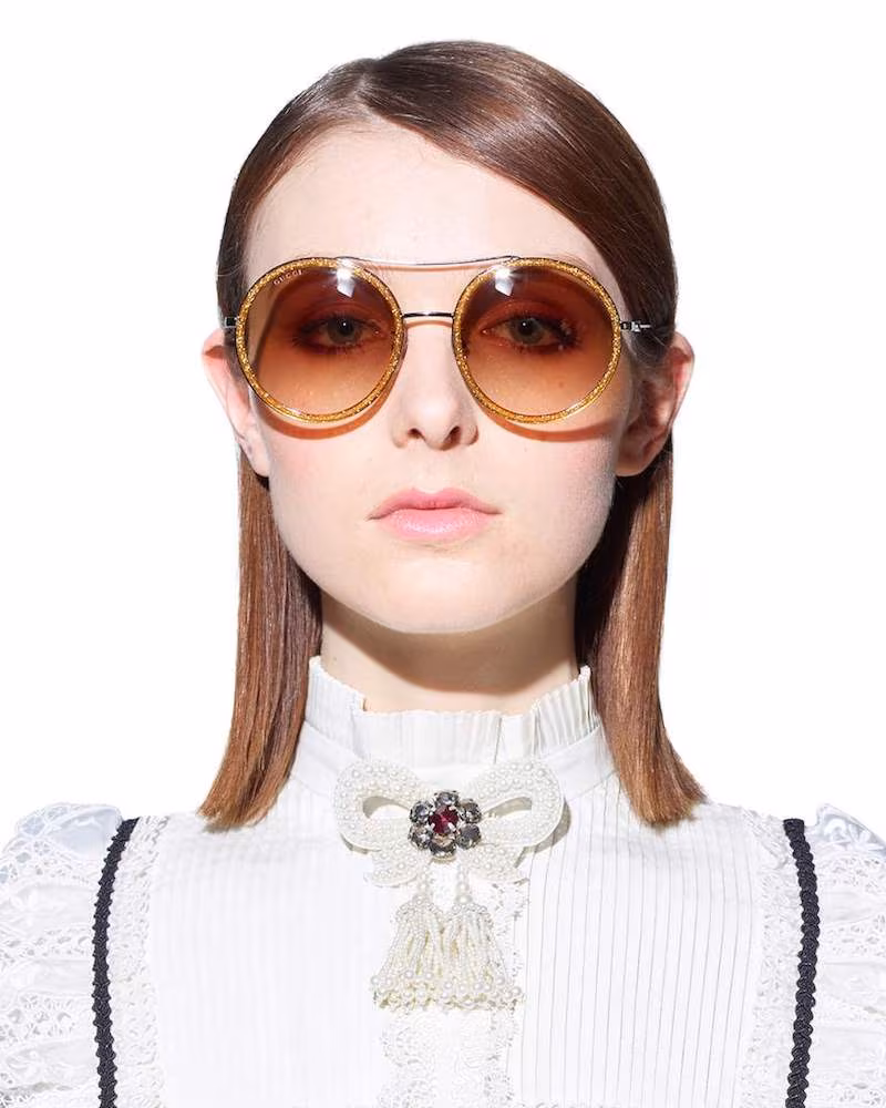 Gucci Glitter Framed Round Sunglasses