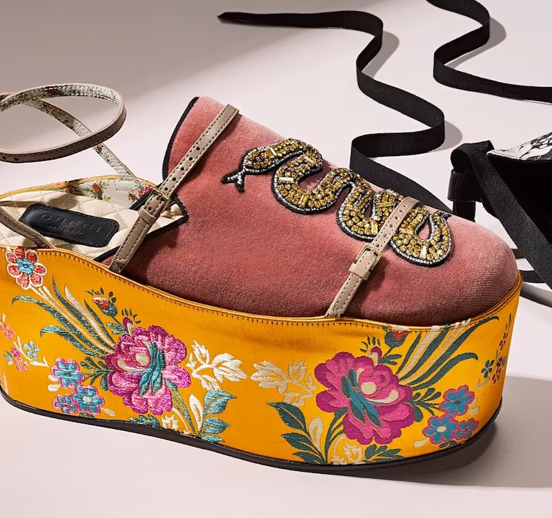 Gucci Removable-Slipper Platform Wedges