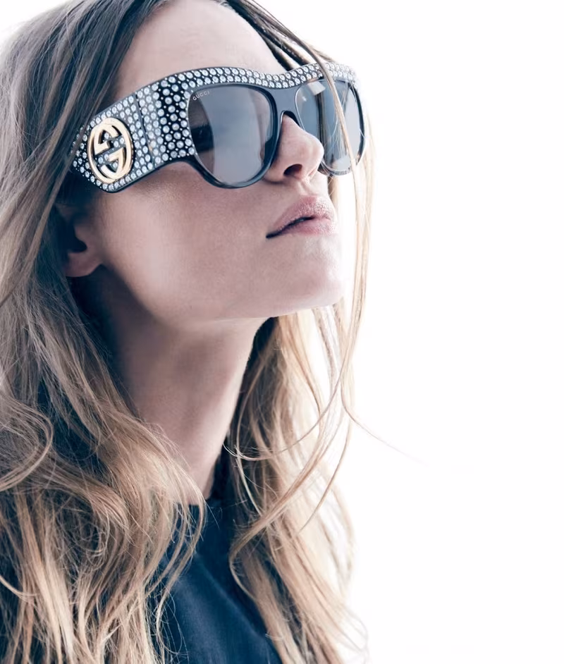 Gucci Toritoiseshell Acetate and Crystal Sunglasses