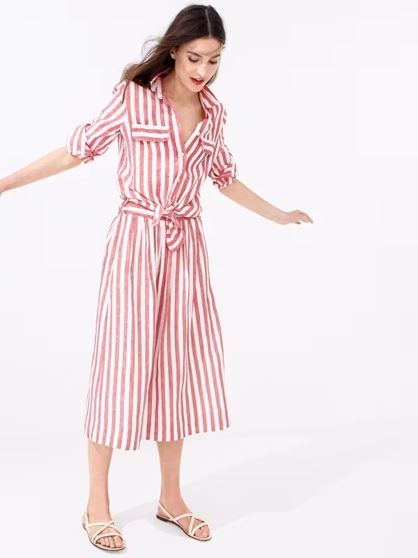 J.Crew Button-Up Shirt In Striped Cotton-Linen