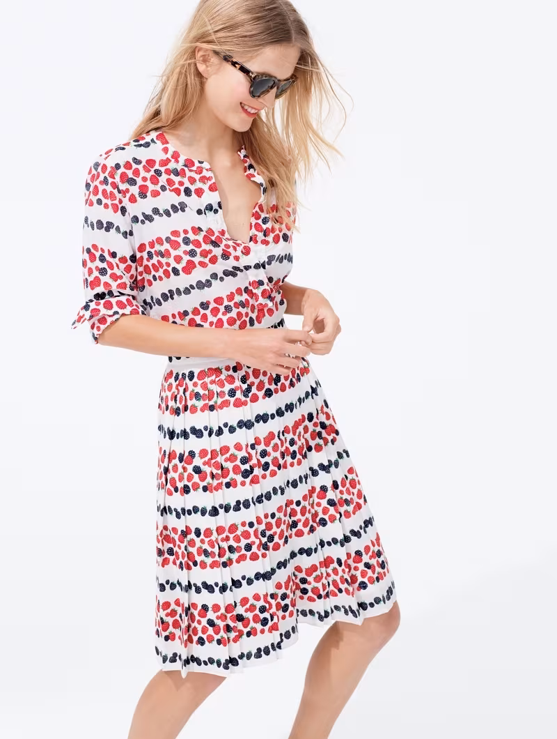 J.Crew Silk-Cotton Voile Popover Shirt In Berry Print