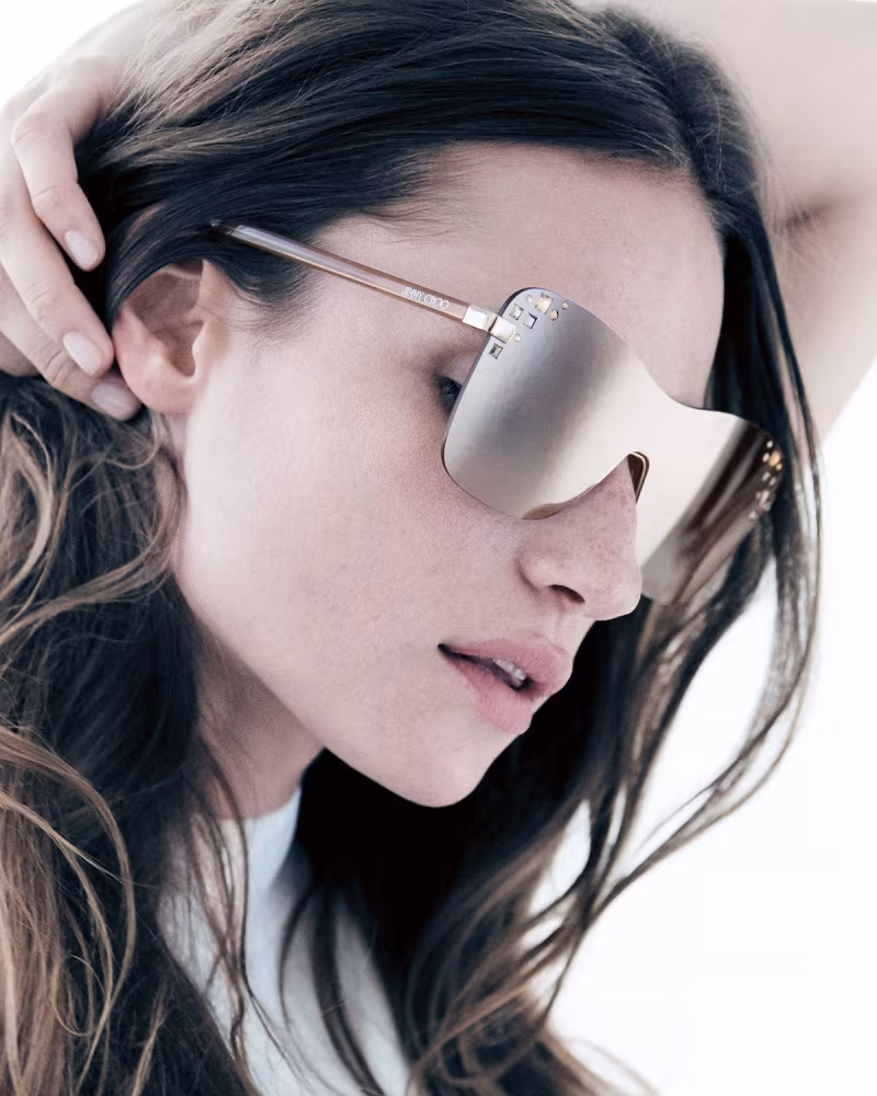 Jimmy Choo Masks Mirrored Swarovski Shield Sunglasses