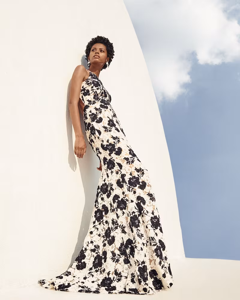 Jovani Embroidered Floral Lace Sleeveless Gown