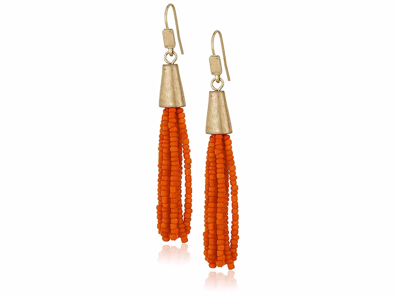Kenneth Cole New York Coral Canyon Seed Bead Fringe Tassel Drop Earrings