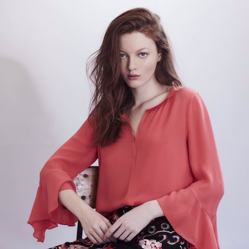 Kobi Halperin Shia Bell-Sleeve Silk Blouse