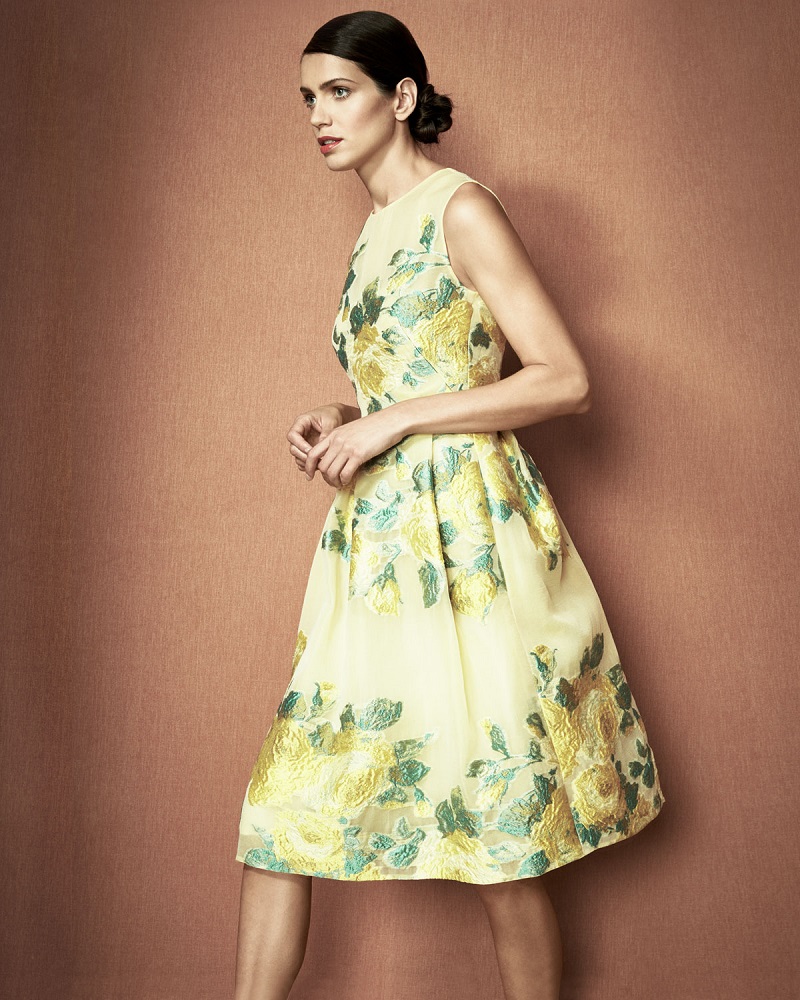 Lela Rose Floral Fil Coupe Full-Skirt Dress