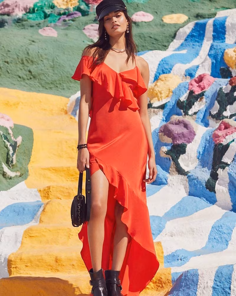 Michelle Mason Asymmetrical Ruffle Gown