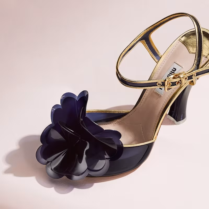 Miu Miu Vinyl-Flower Embellished Sandals