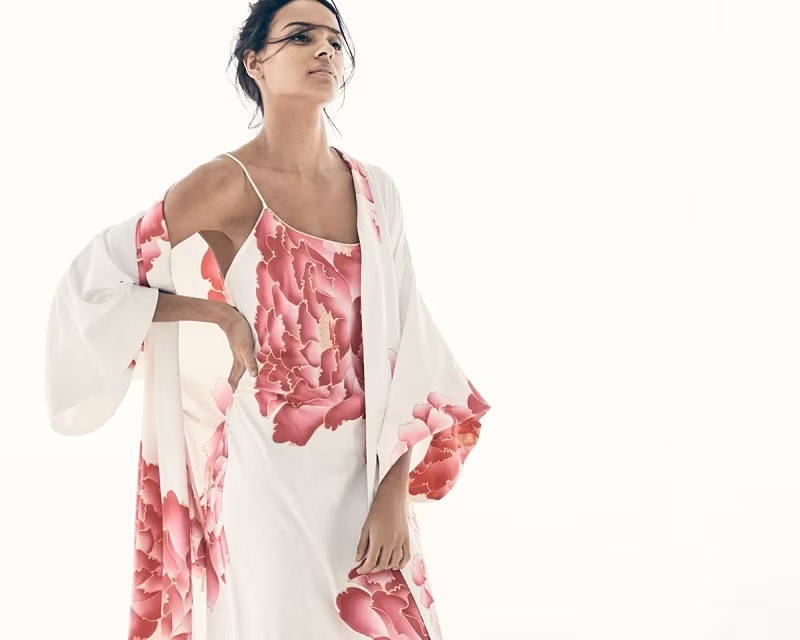 Natori Peony Long Satin Nightgown