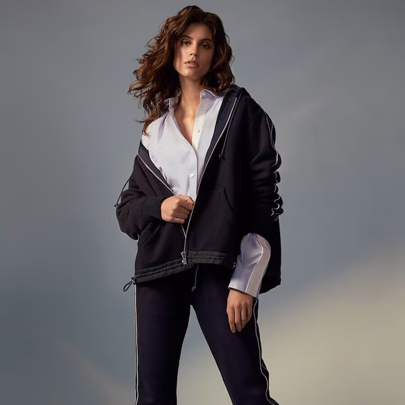 Sacai Grosgrain-Trimmed Cotton-Blend Jersey Hooded Top