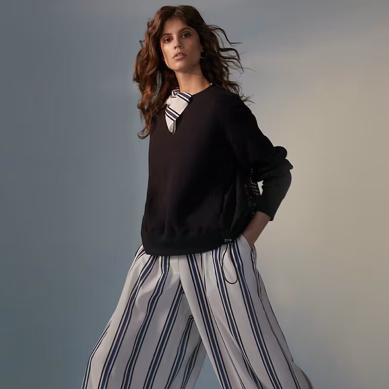 Sacai Striped Voile Wide-Leg Pants