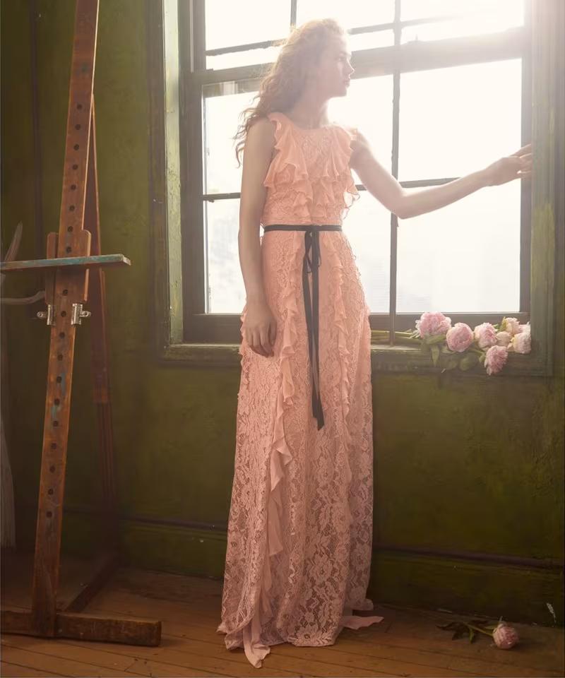 Sachin & Babi Melody Ruffled Lace Gown