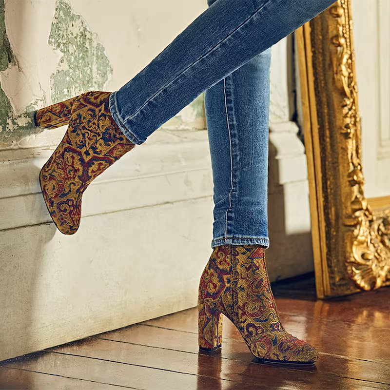 Saint Laurent Loulou Embroidered Block-Heel Booties