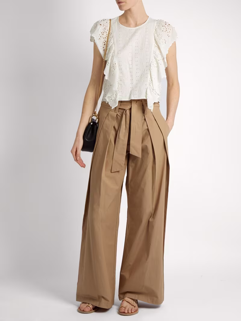 Sea Tie-front wide-leg cotton trousers
