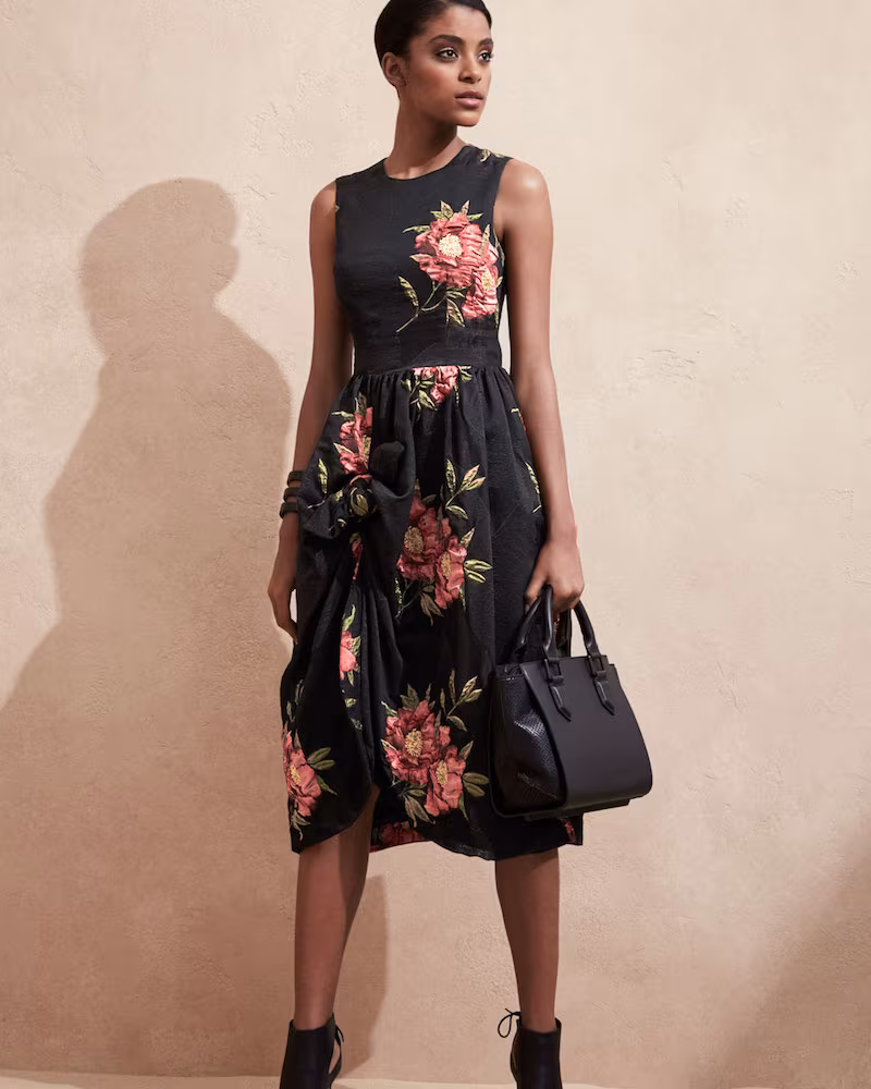 Simone Rocha Floral Sleeveless Knot-Skirt Dress