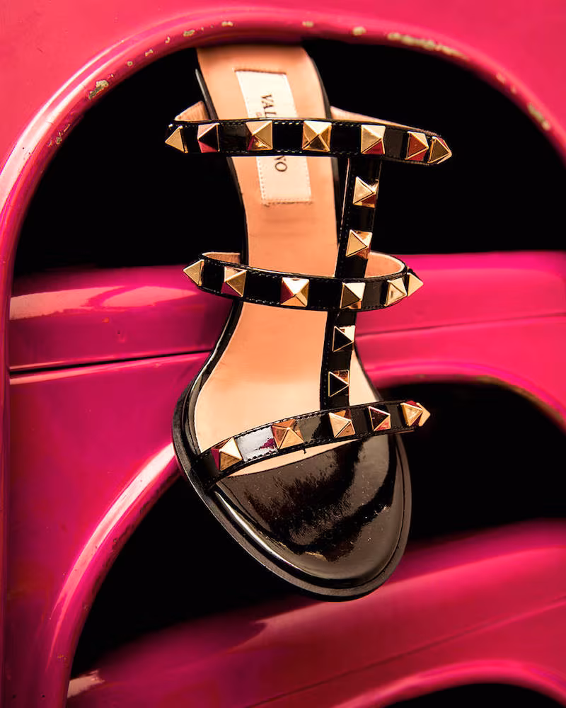 Valentino 90mm Rockstud Patent Leather Sandals
