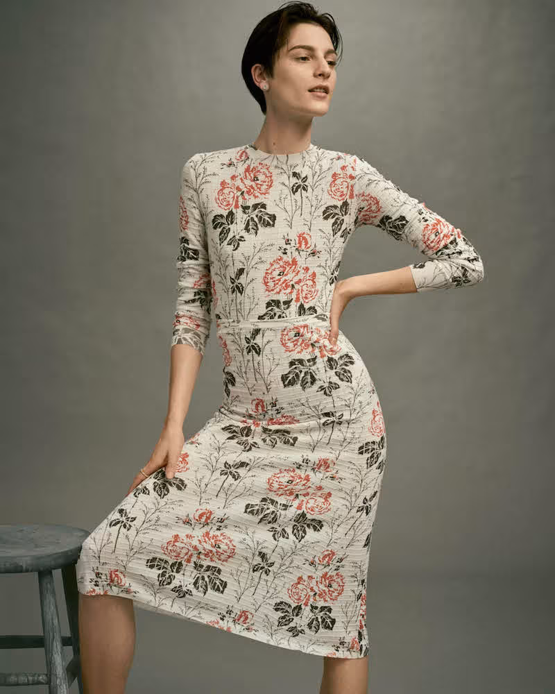 Victoria Beckham Floral Fine-Gauge Sweater