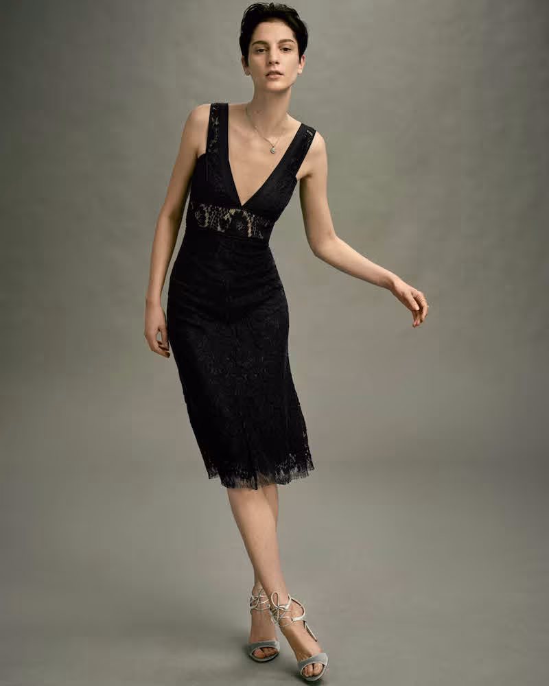 Victoria Beckham Lace Kick Midi Dress