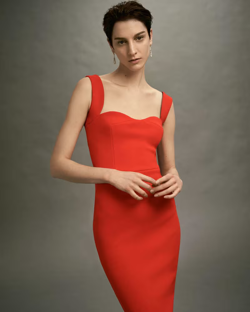 Victoria Beckham Sleeveless Crepe Sheath Dress