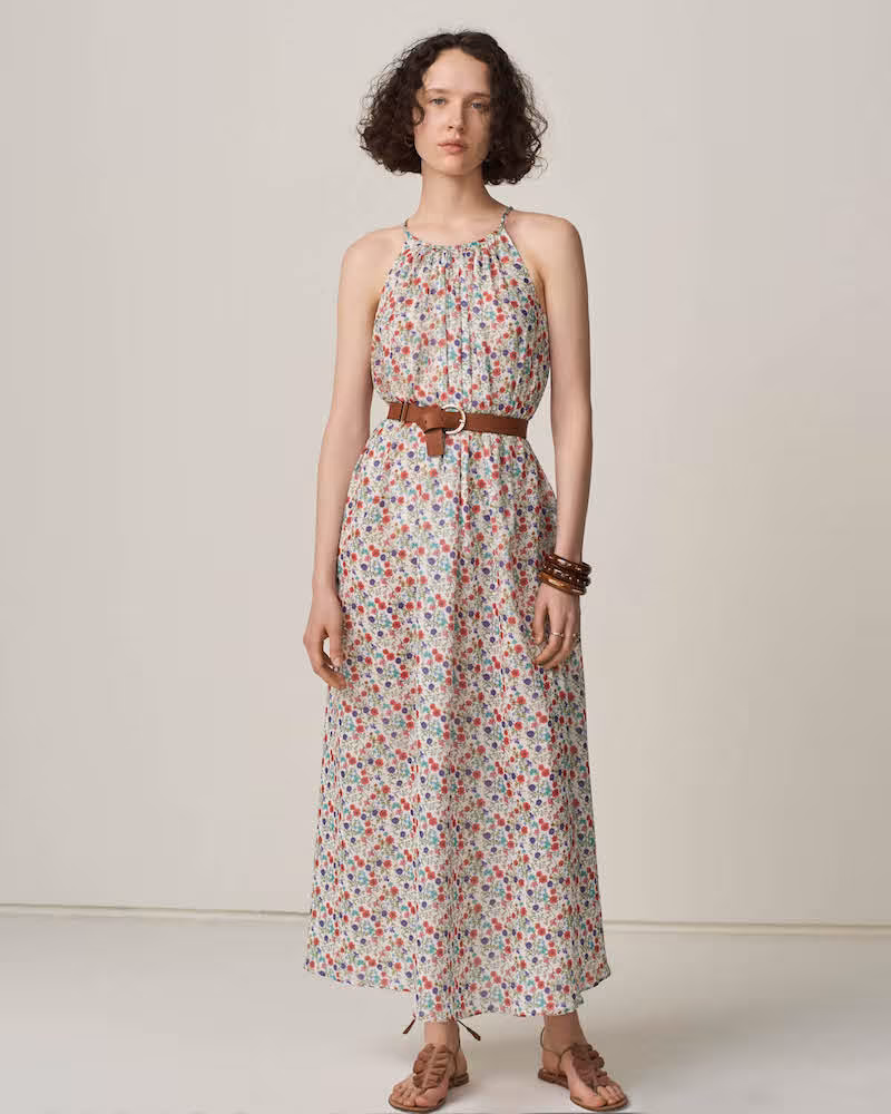 Barneys New York Floral Silk Sleeveless Maxi Dress