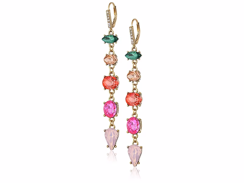 Betsey Johnson Marie Antoinette Mixed Faceted Stone Linear Drop Earrings