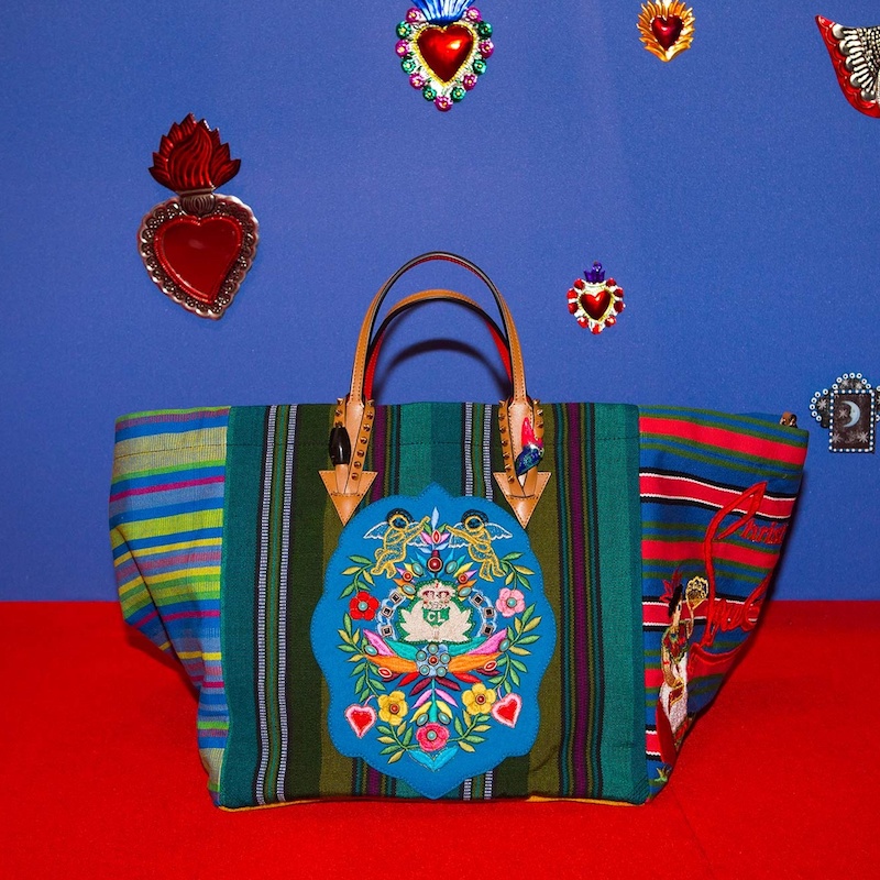 Christian Louboutin Mexicaba Crest-Embroidered Striped Tote