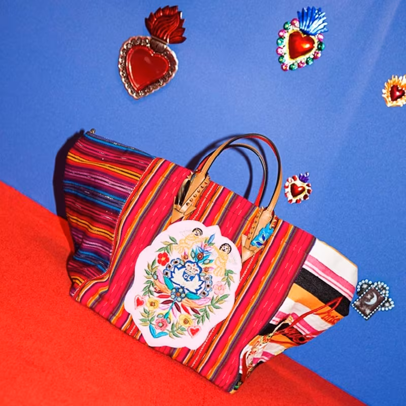 Christian Louboutin Mexicaba Crest-Embroidered Striped Tote