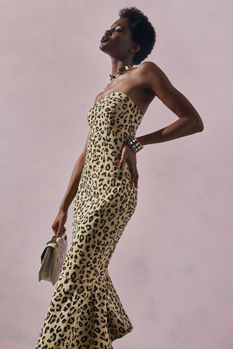 Cinq à Sept Luna Leopard-Print Strapless Dress