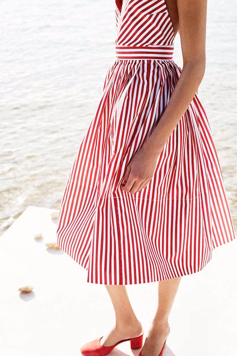 Club Monaco MDS Stripes Halter Dress
