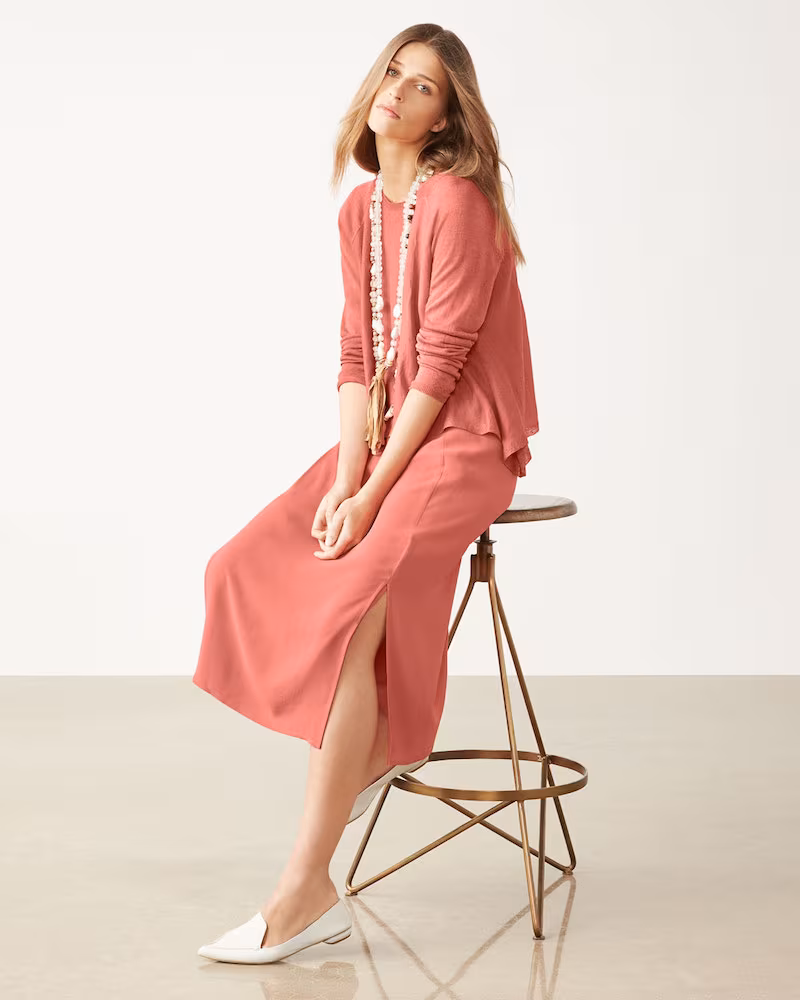 Eileen Fisher Silk Georgette Crepe Midi Tank Dress