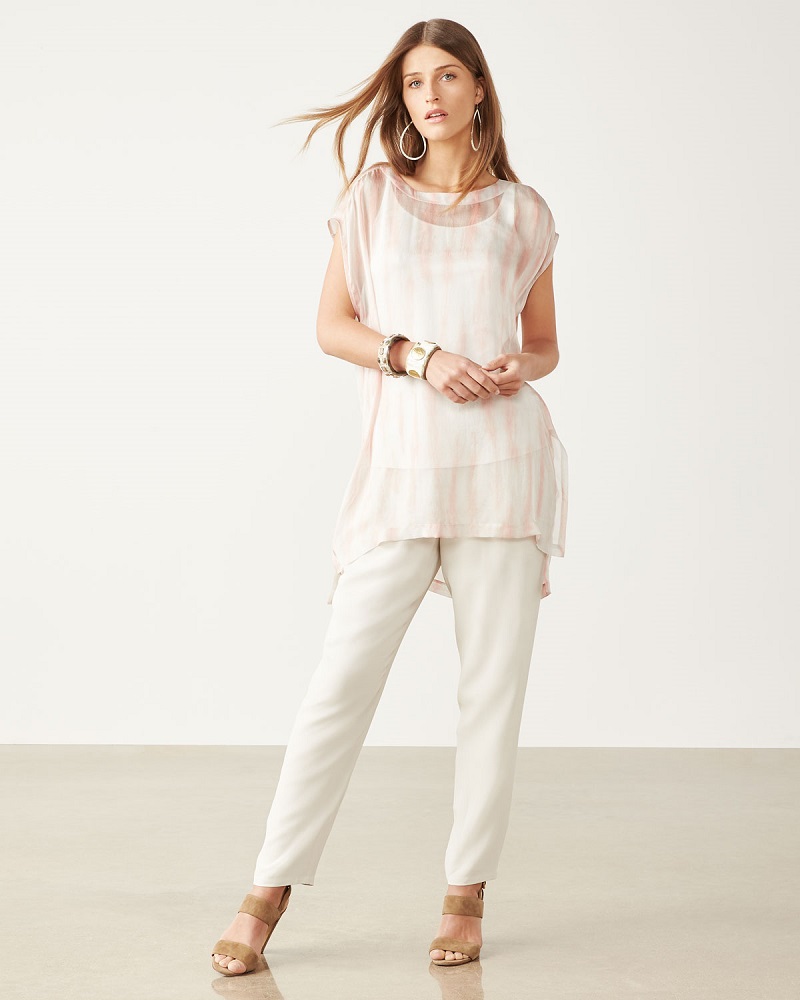 Eileen Fisher Silk Georgette Crepe Slouchy Ankle Pants