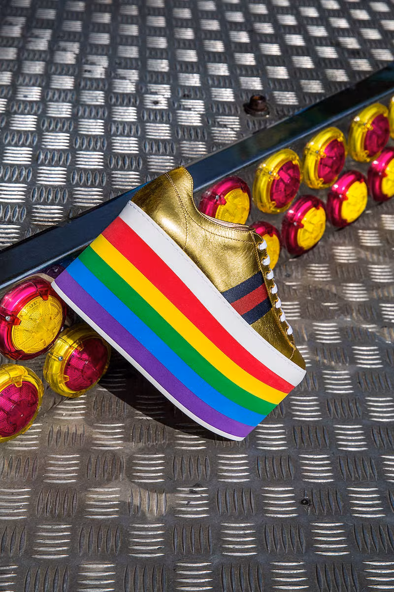 Gucci 140mm Peggy Metallic Leather Sneakers