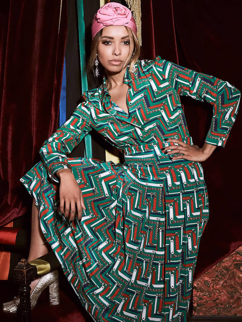 Gucci Chains Printed Silk Cady Crepe Shirt