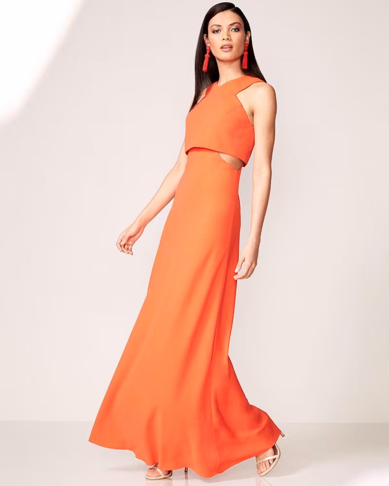 Jill Jill Stuart Sleeveless Crepe Cutout Popover Gown