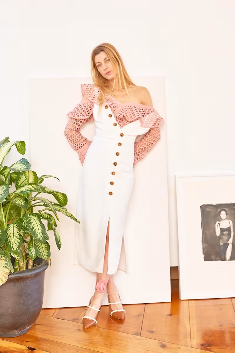 Khaite Christy V-Neck Midi Dress