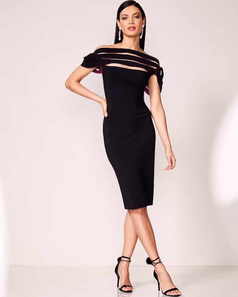 La Petite Robe di Chiara Boni Stana Sleeveless Draped Ribbon Cocktail Dress