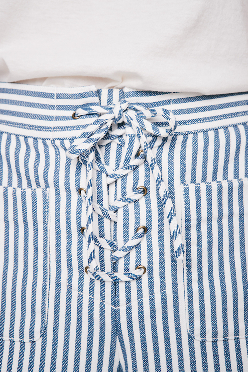 Madewell Lace-Up Wide-Leg Crop Pants in Poppy Stripe
