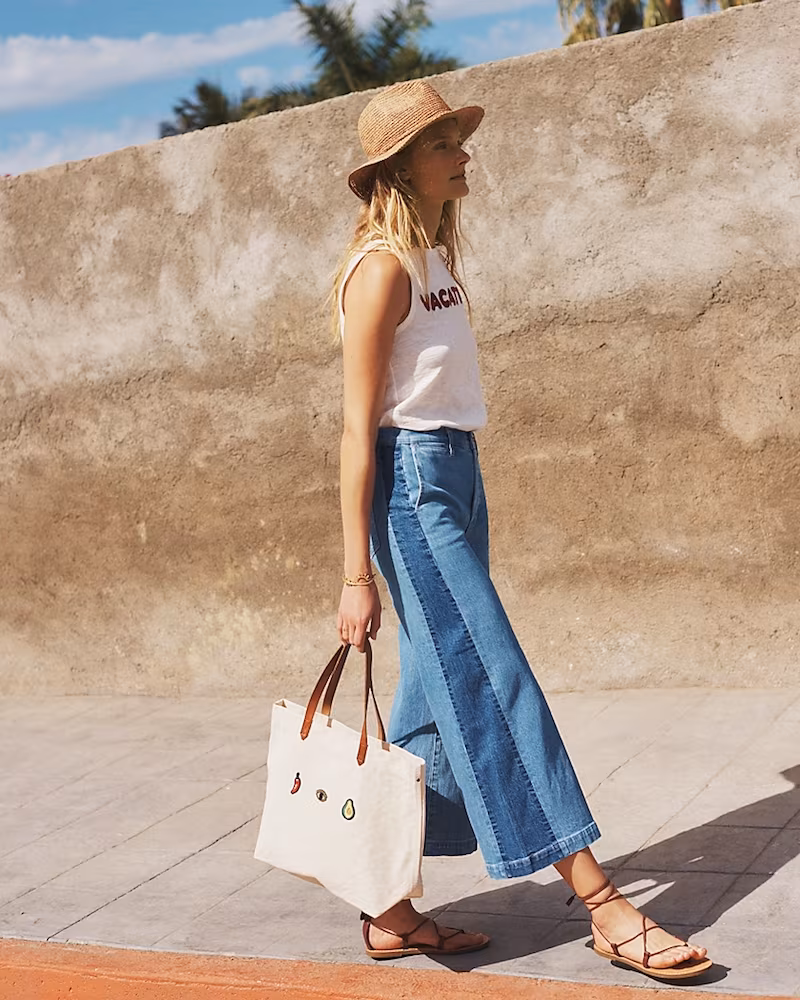 Madewell Wide-Leg Crop Jeans In Ellendale: Pieced Edition