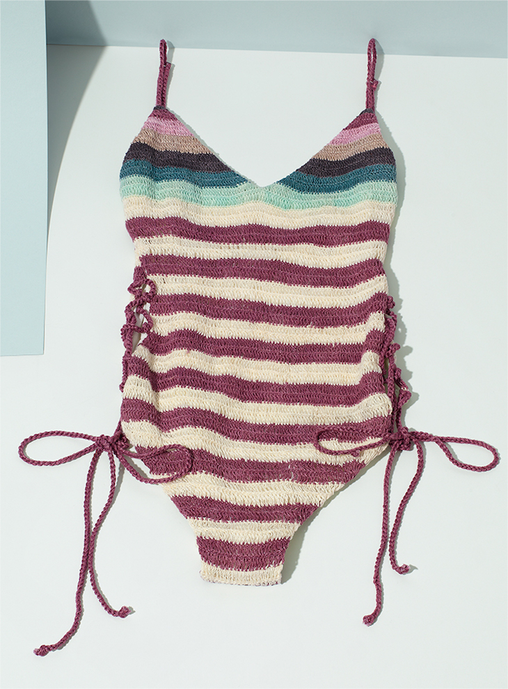 Mara Hoffman Organic Cotton Crochet Lace-up One Piece Swimsuit