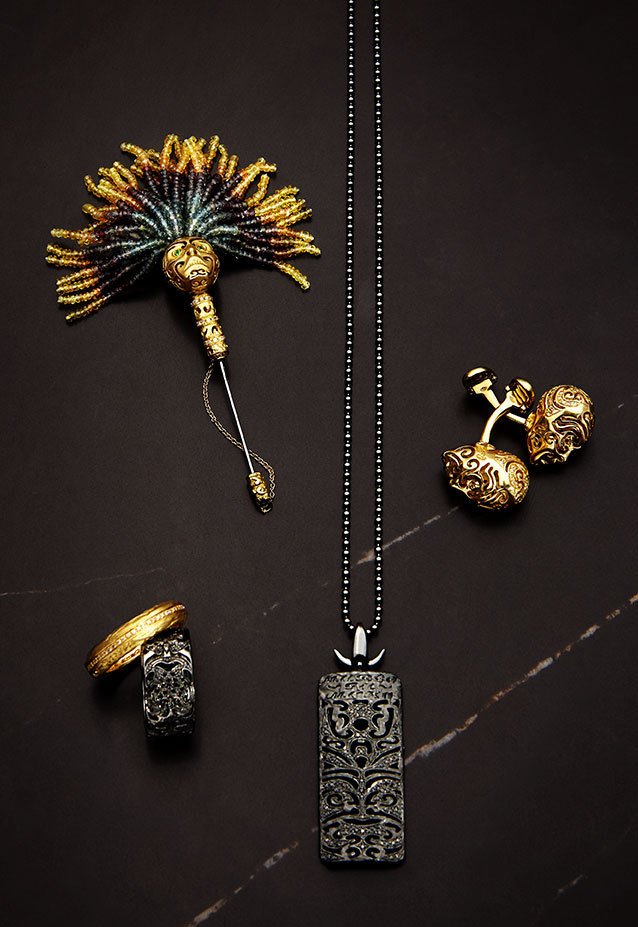 Marco ta Moko Warrior 18K Black Gold Pendant Necklace