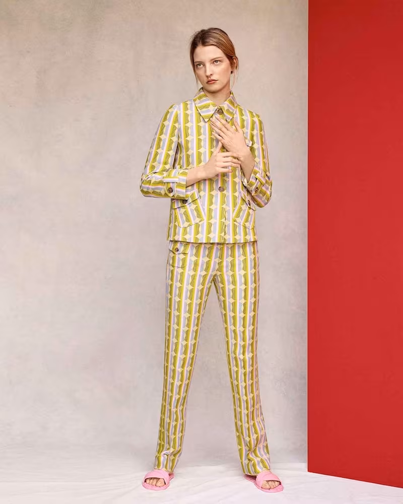 Miu Miu Circle Striped-Print Wool-Blend Jacket